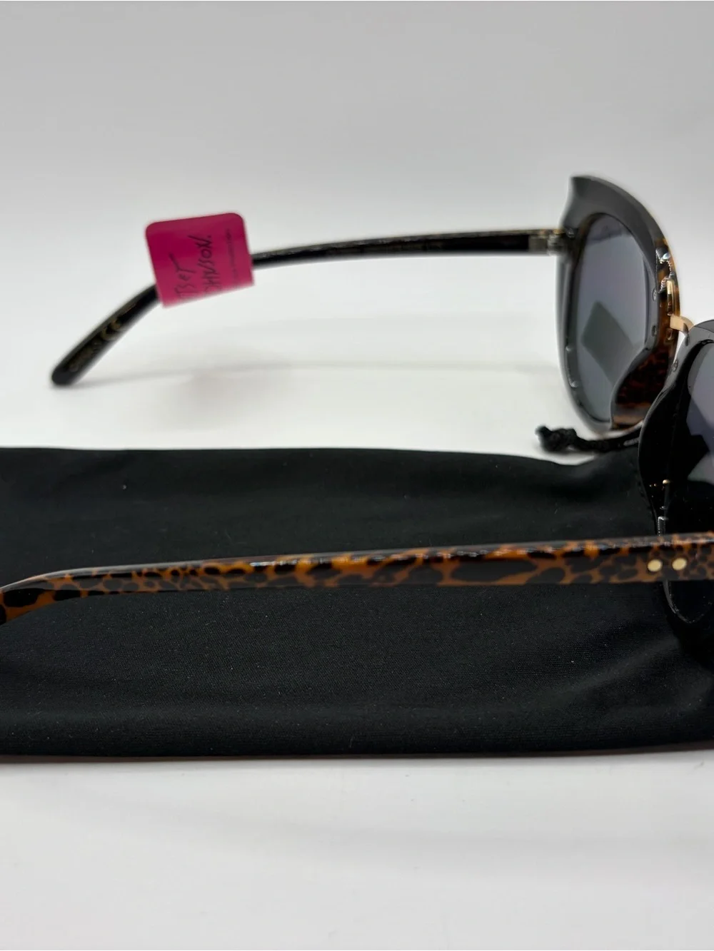 Betsey Johnson Leopard Print Round Sunglasses - Black Lenses